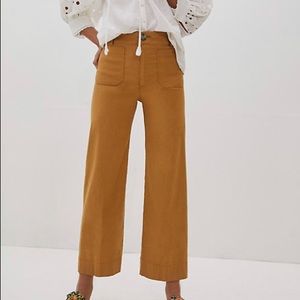 Colette Wide Leg Cropped Pant - gold